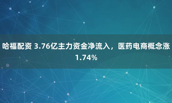 哈福配资 3.76亿主力资金净流入,医药电商概念涨1.74%